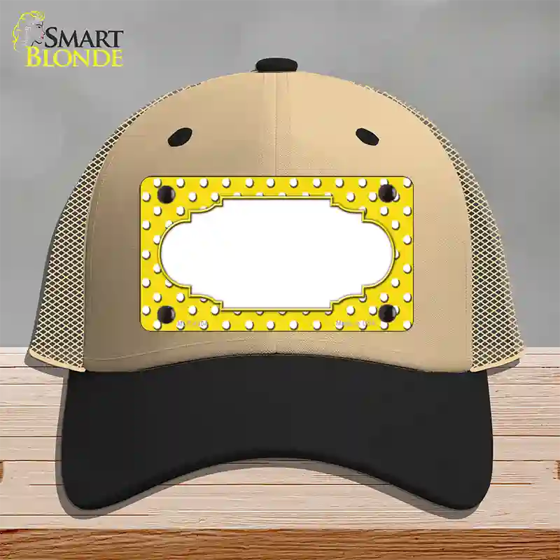 Scallop Yellow White Polka Dot Novelty License Plate Hat Mesh / Khaki|Black