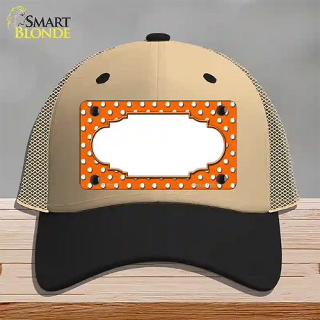 Scallop Orange White Polka Dot Novelty License Plate Hat Mesh / Khaki|Black