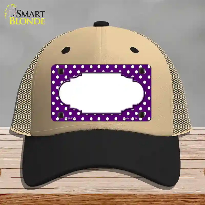 Scallop Purple White Polka Dot Novelty License Plate Hat Mesh / Khaki|Black