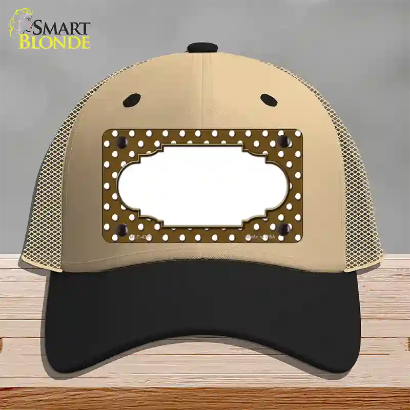 Scallop Brown White Polka Dot Novelty License Plate Hat Mesh / Khaki|Black