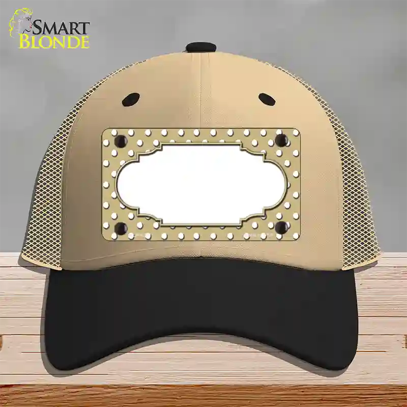 Scallop Gold White Polka Dot Novelty License Plate Hat Mesh / Khaki|Black