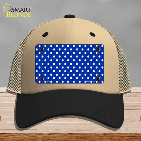 Blue Polka Dot Novelty License Plate Hat Mesh / Khaki|Black