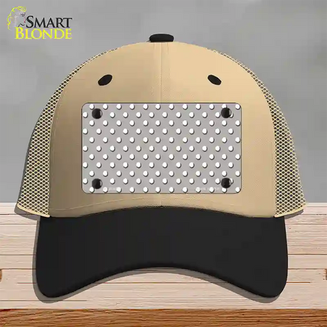 Grey Polka Dot Novelty License Plate Hat Mesh / Khaki|Black