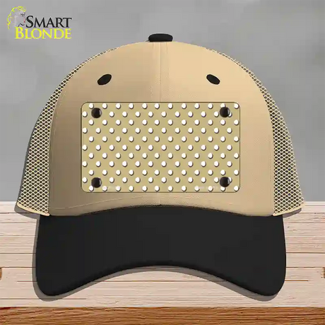 Gold Polka Dot Novelty License Plate Hat Mesh / Khaki|Black