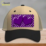 Purple White Polka Dot Center Hearts Novelty License Plate Hat Mesh / Khaki|Black