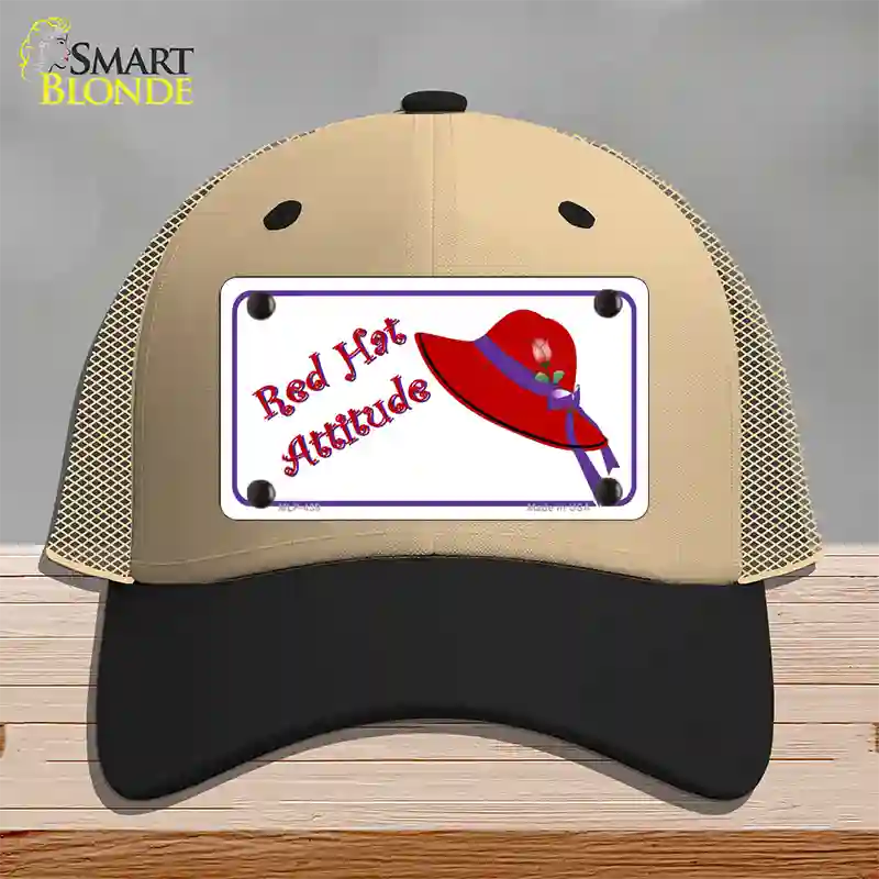 Red Hat Attitude Novelty License Plate Hat Mesh / Khaki|Black