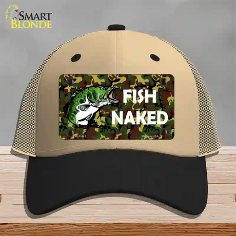 Fish Naked Novelty License Plate Hat Mesh / Khaki|Black