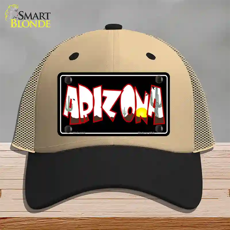 Arizona Black Novelty License Plate Hat Mesh / Khaki|Black