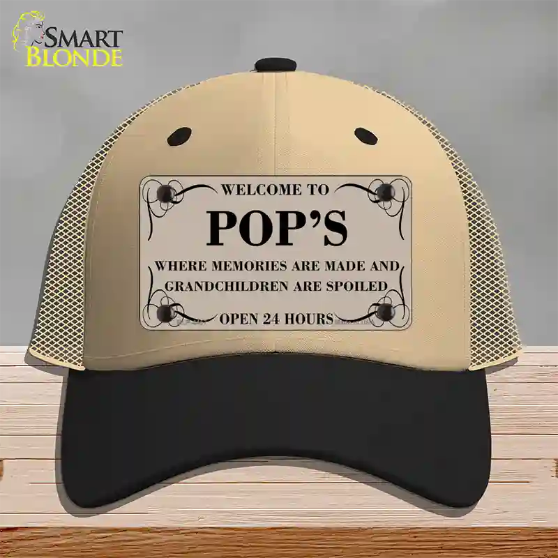 Welcome To Pops Novelty License Plate Hat Mesh / Khaki|Black