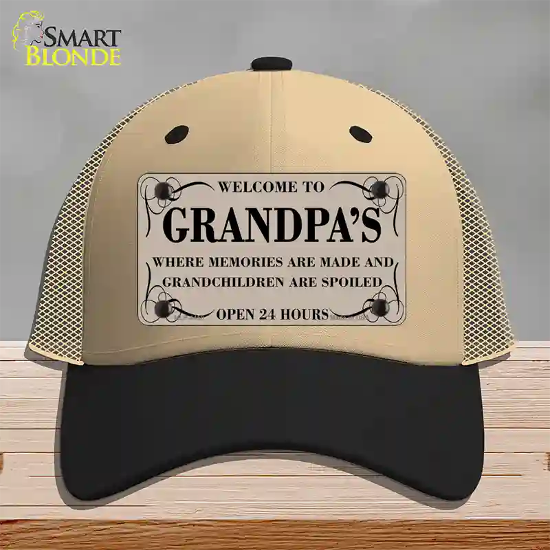 Welcome To Grandpas Novelty License Plate Hat Mesh / Khaki|Black