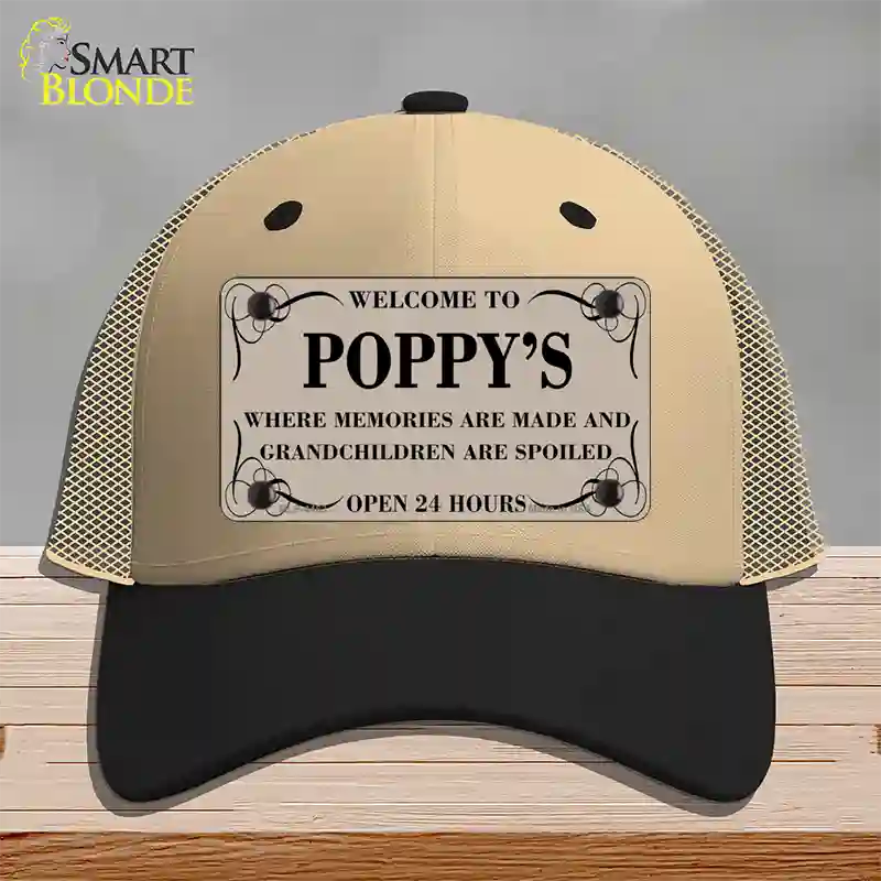 Welcome To Poppys Novelty License Plate Hat Mesh / Khaki|Black