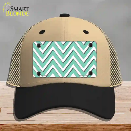 Mint White Large Chevron Novelty License Plate Hat Mesh / Khaki|Black