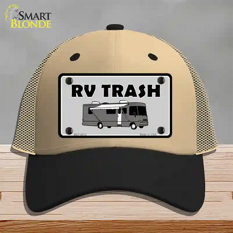 RV Trash Aluminum Automotive Novelty License Plate Hat Mesh / Khaki|Black