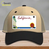 California Palm Trees State Blank Novelty License Plate Hat Mesh / Khaki|Black