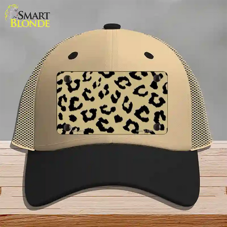 Gold Black Cheetah Novelty License Plate Hat Mesh / Khaki|Black