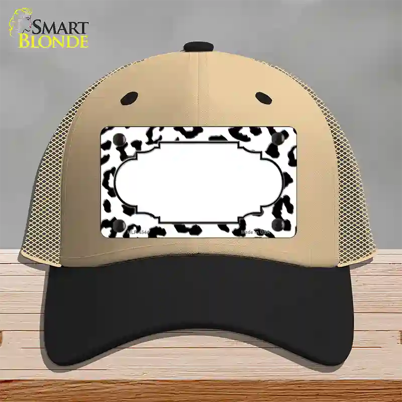 White Black Cheetah Scallop Novelty License Plate Hat Mesh / Khaki|Black