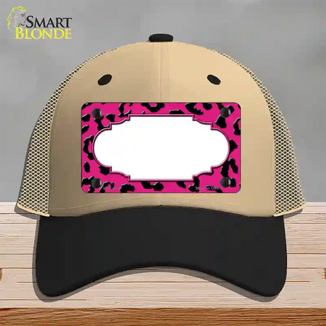 Pink Black Cheetah Scallop Novelty License Plate Hat Mesh / Khaki|Black