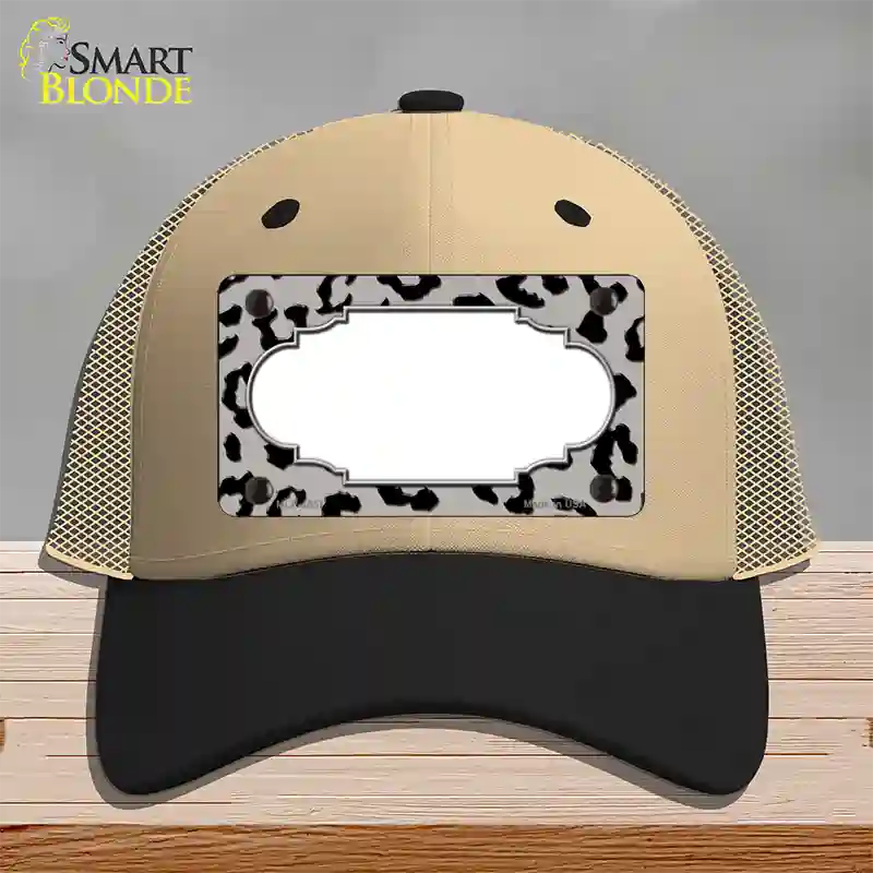 Grey Black Cheetah Scallop Novelty License Plate Hat Mesh / Khaki|Black