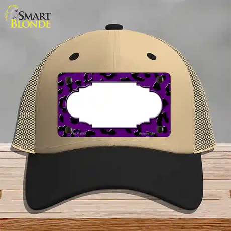 Purple Black Cheetah Scallop Novelty License Plate Hat Mesh / Khaki|Black