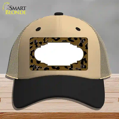 Brown Black Cheetah Scallop Novelty License Plate Hat Mesh / Khaki|Black