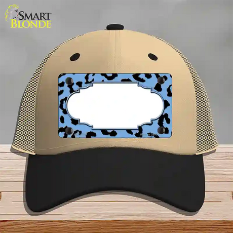 Light Blue Black Cheetah Scallop Novelty License Plate Hat Mesh / Khaki|Black