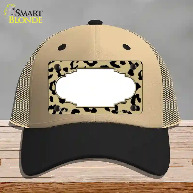 Gold Black Cheetah Scallop Novelty License Plate Hat Mesh / Khaki|Black