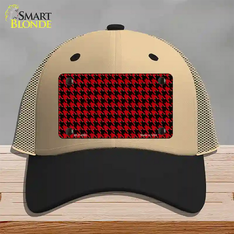 Red Black Houndstooth Novelty License Plate Hat Mesh / Khaki|Black