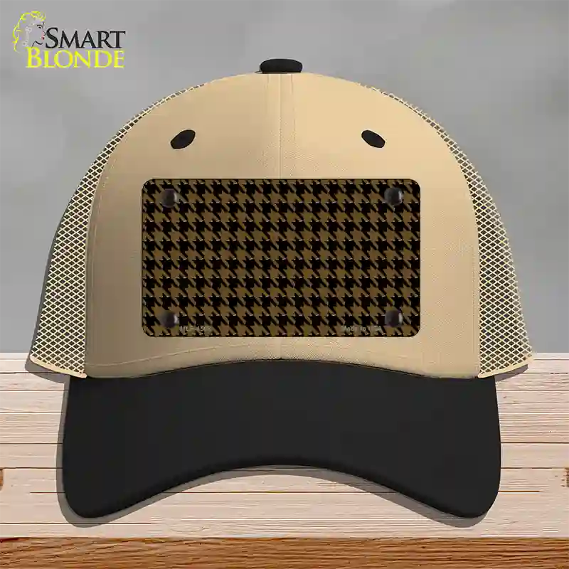 Brown Black Houndstooth Novelty License Plate Hat Mesh / Khaki|Black