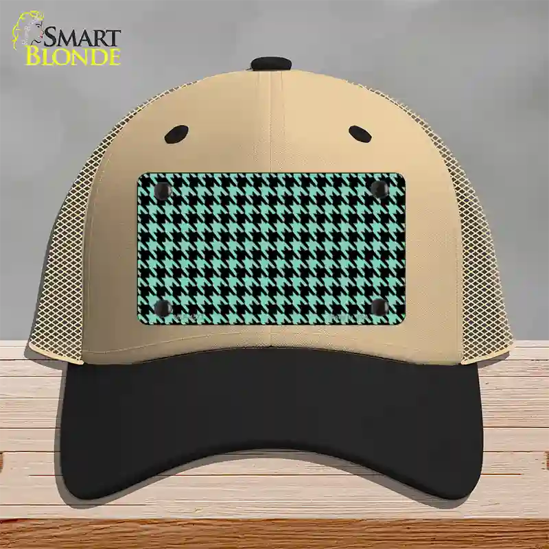 Mint Black Houndstooth Novelty License Plate Hat Mesh / Khaki|Black