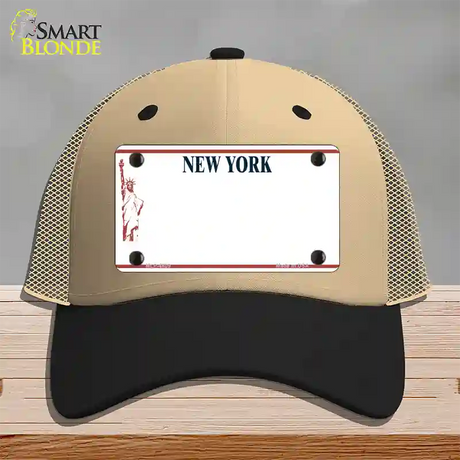 New York State Blank Novelty License Plate Hat Mesh / Khaki|Black