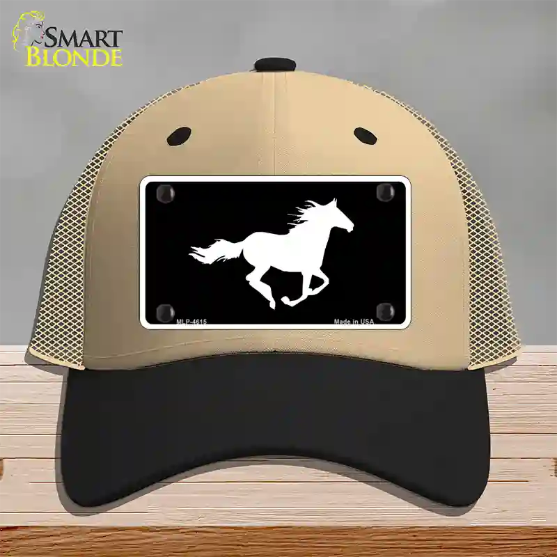 Running Horse Novelty License Plate Hat Mesh / Khaki|Black