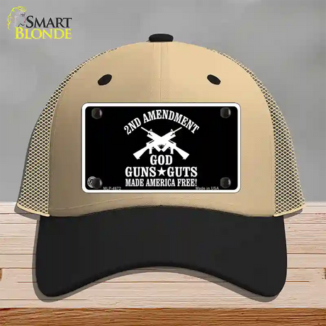 God, Guns, Guts Novelty License Plate Hat Mesh / Khaki|Black