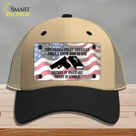 Every American Should Know Novelty License Plate Hat Mesh / Khaki|Black