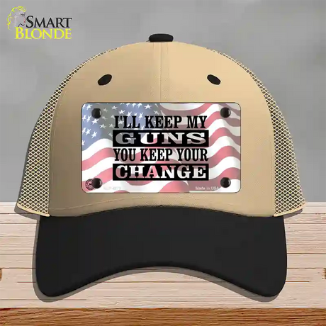 Ill Keep My Guns Novelty License Plate Hat Mesh / Khaki|Black