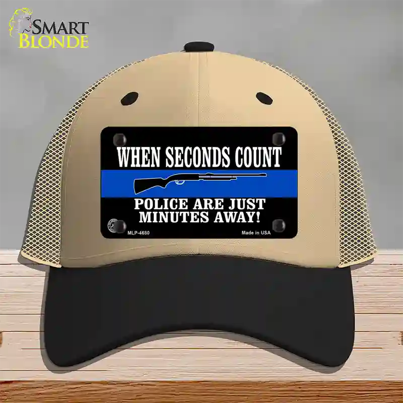 Police Are Just Minutes Away Novelty License Plate Hat Mesh / Khaki|Black