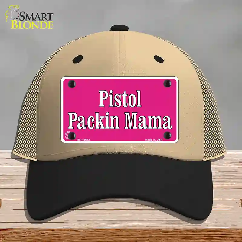 Pistol Packin Mama Novelty License Plate Hat Mesh / Khaki|Black