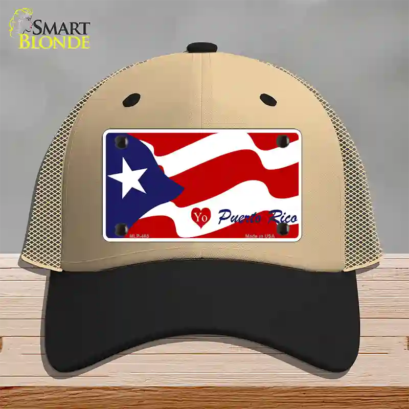 I Love Puerto Rico Novelty License Plate Hat Mesh / Khaki|Black