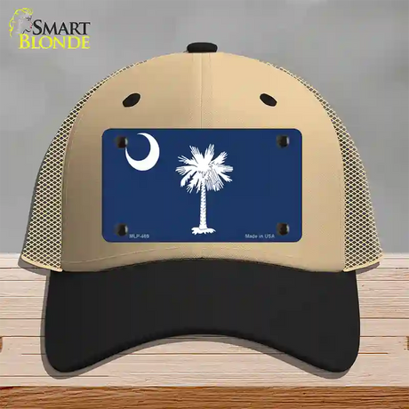 South Carolina State Flag Novelty License Plate Hat Mesh / Khaki|Black