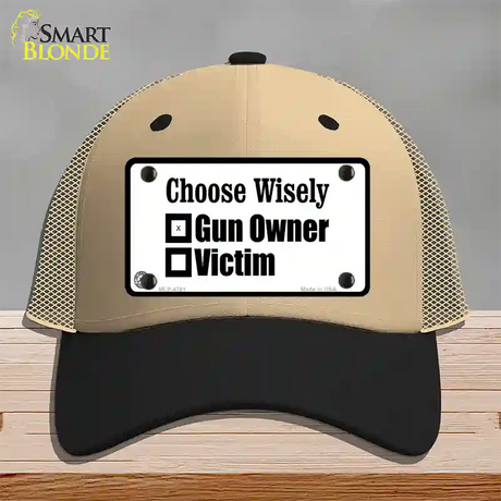 Choose Wisely Novelty License Plate Hat Mesh / Khaki|Black