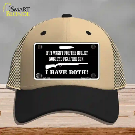 No Bullet No Gun Fear Novelty License Plate Hat Mesh / Khaki|Black