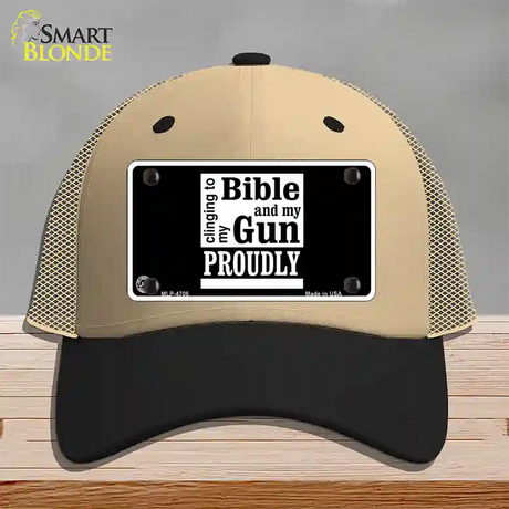 My Bible And My Gun Novelty License Plate Hat Mesh / Khaki|Black