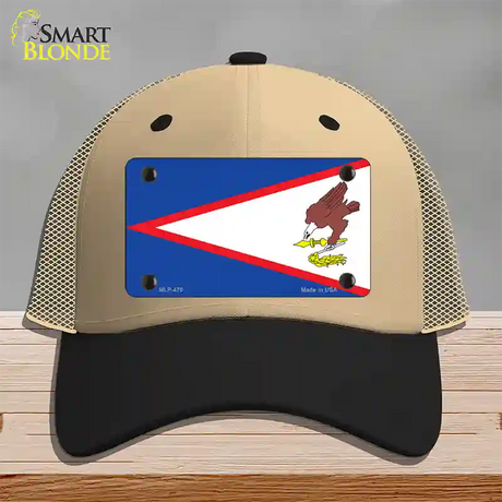 American Samoa Flag Novelty License Plate Hat Mesh / Khaki|Black