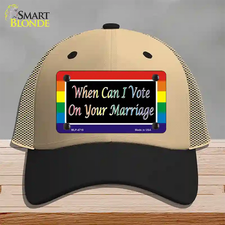 When Can I Vote Novelty License Plate Hat Mesh / Khaki|Black