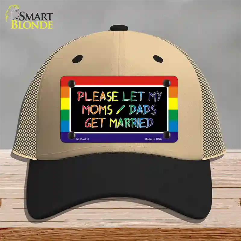 Please Let My Moms And Dads Novelty License Plate Hat Mesh / Khaki|Black