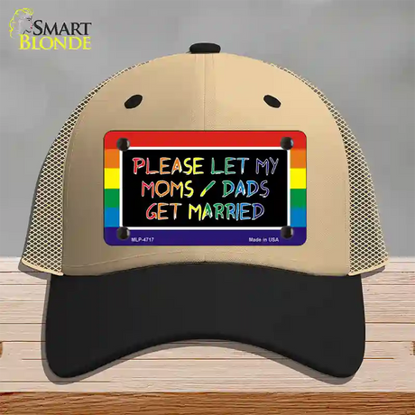 Please Let My Moms And Dads Novelty License Plate Hat Mesh / Khaki|Black