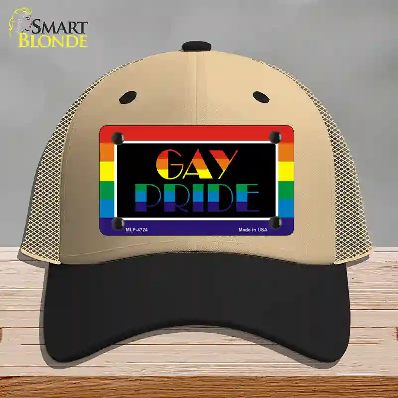 Gay Pride Novelty License Plate Hat Mesh / Khaki|Black