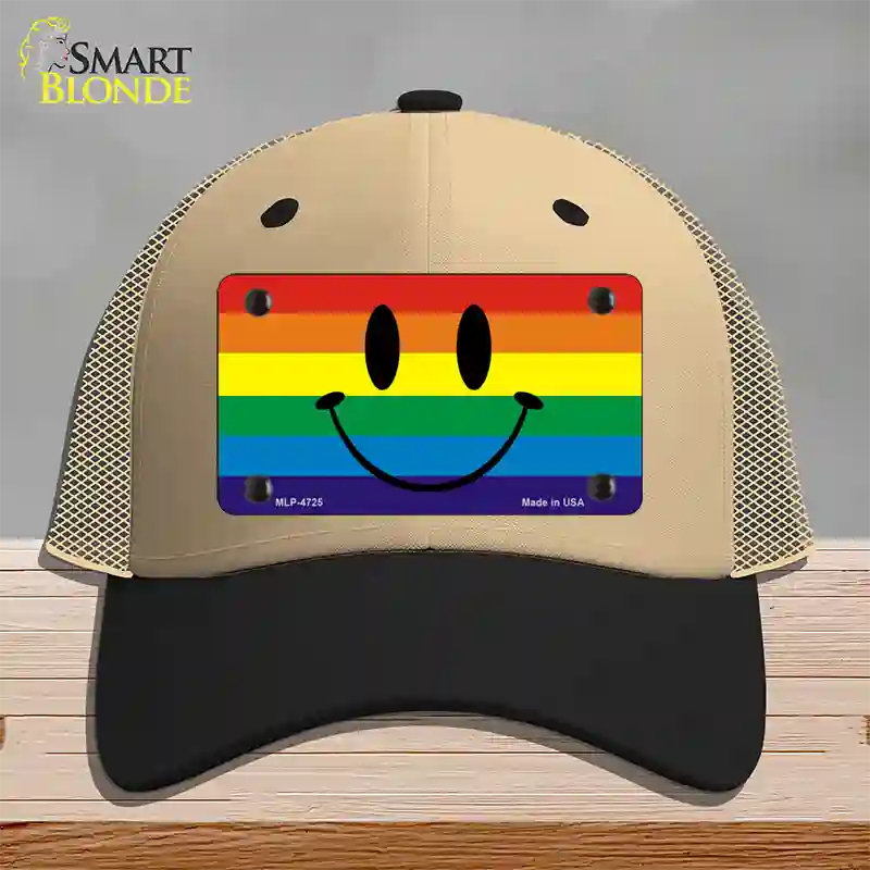 Smiley Face Novelty License Plate Hat Mesh / Khaki|Black