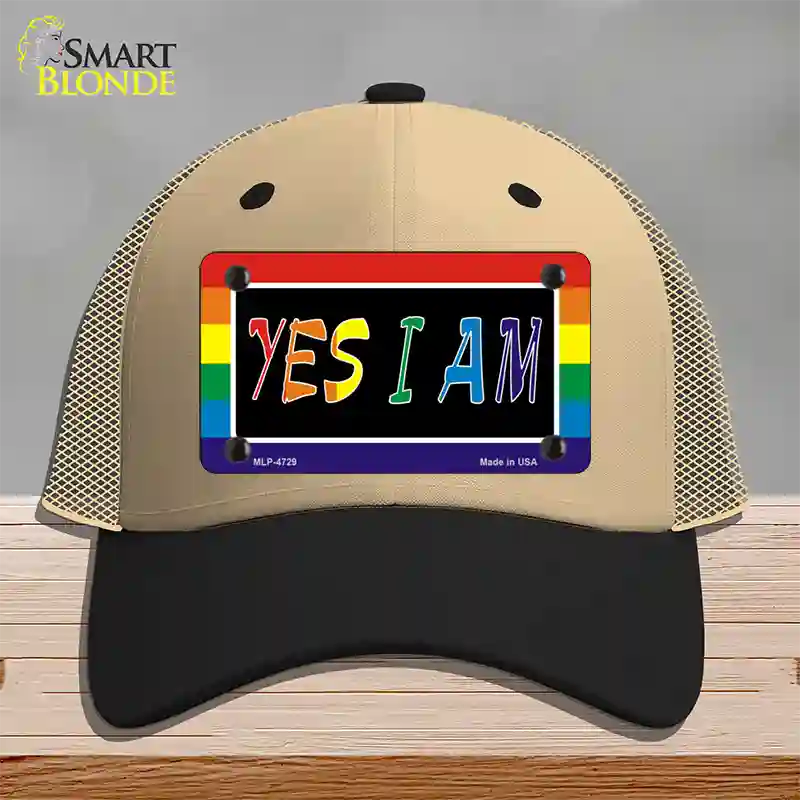 Yes I Am Novelty License Plate Hat Mesh / Khaki|Black