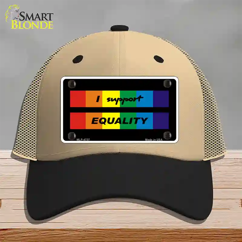 I Support Equality Novelty License Plate Hat Mesh / Khaki|Black