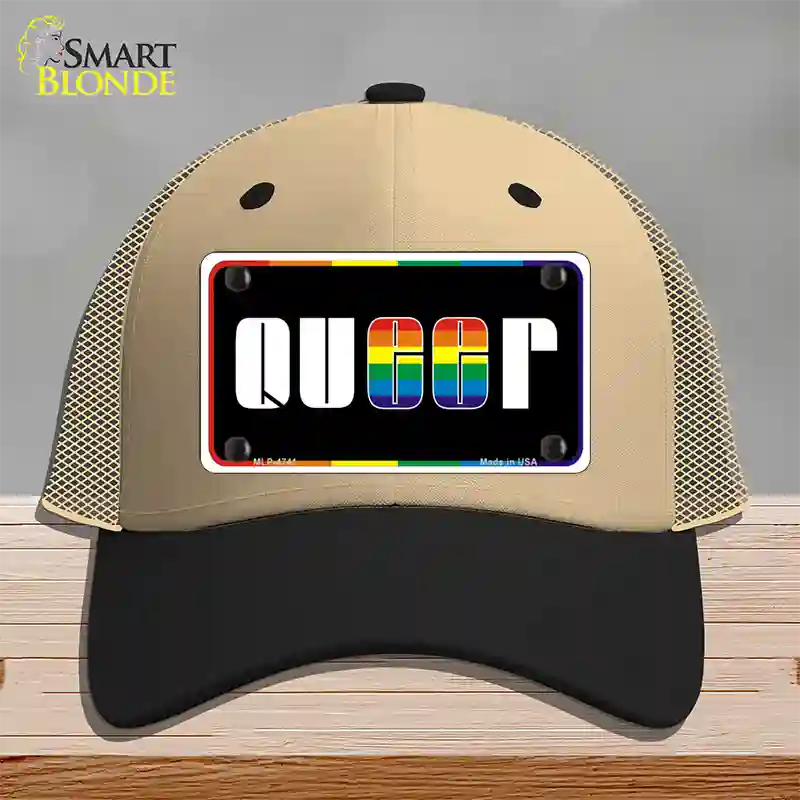 Queer Novelty License Plate Hat Mesh / Khaki|Black